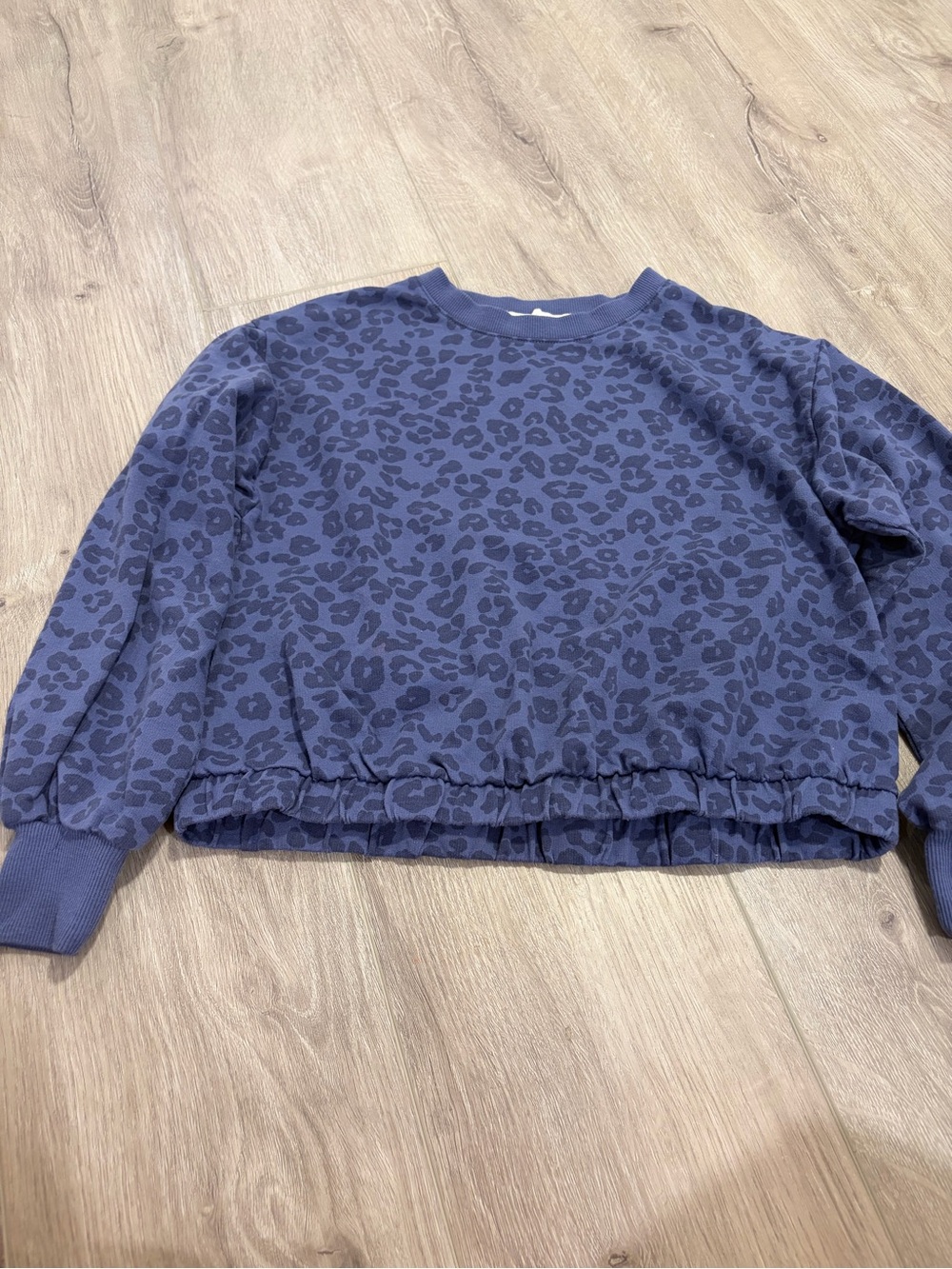 Girls blue Leopard-Print lightweight crewneck sweatshirt